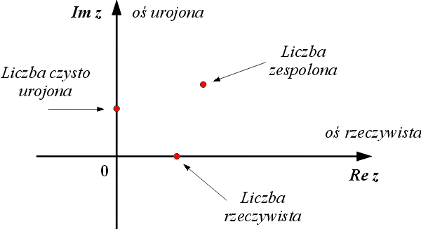 część rzeczywista i część urojona liczby zespolonej na płaszczyźnie